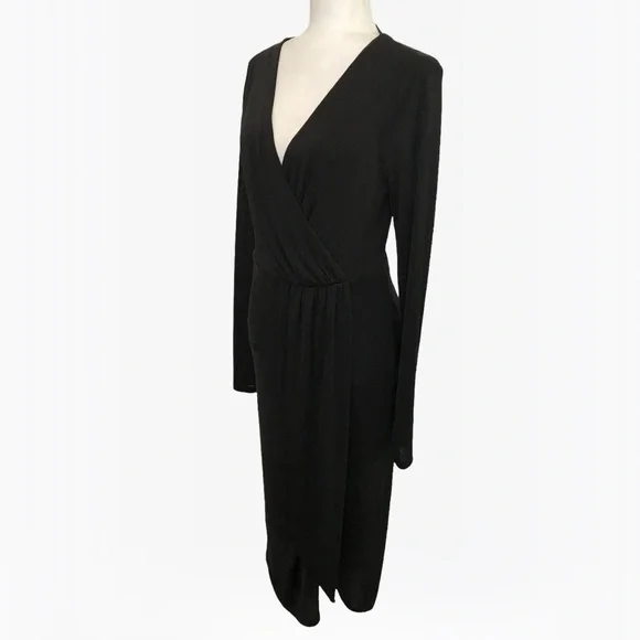 Good American Shimmer Long Sleeve Faux Wrap Dress - M - Picture 10 of 16